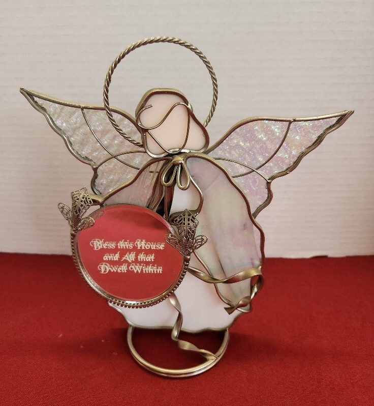 Stained Glass Angel "Bless This House & All That Dwell Within"