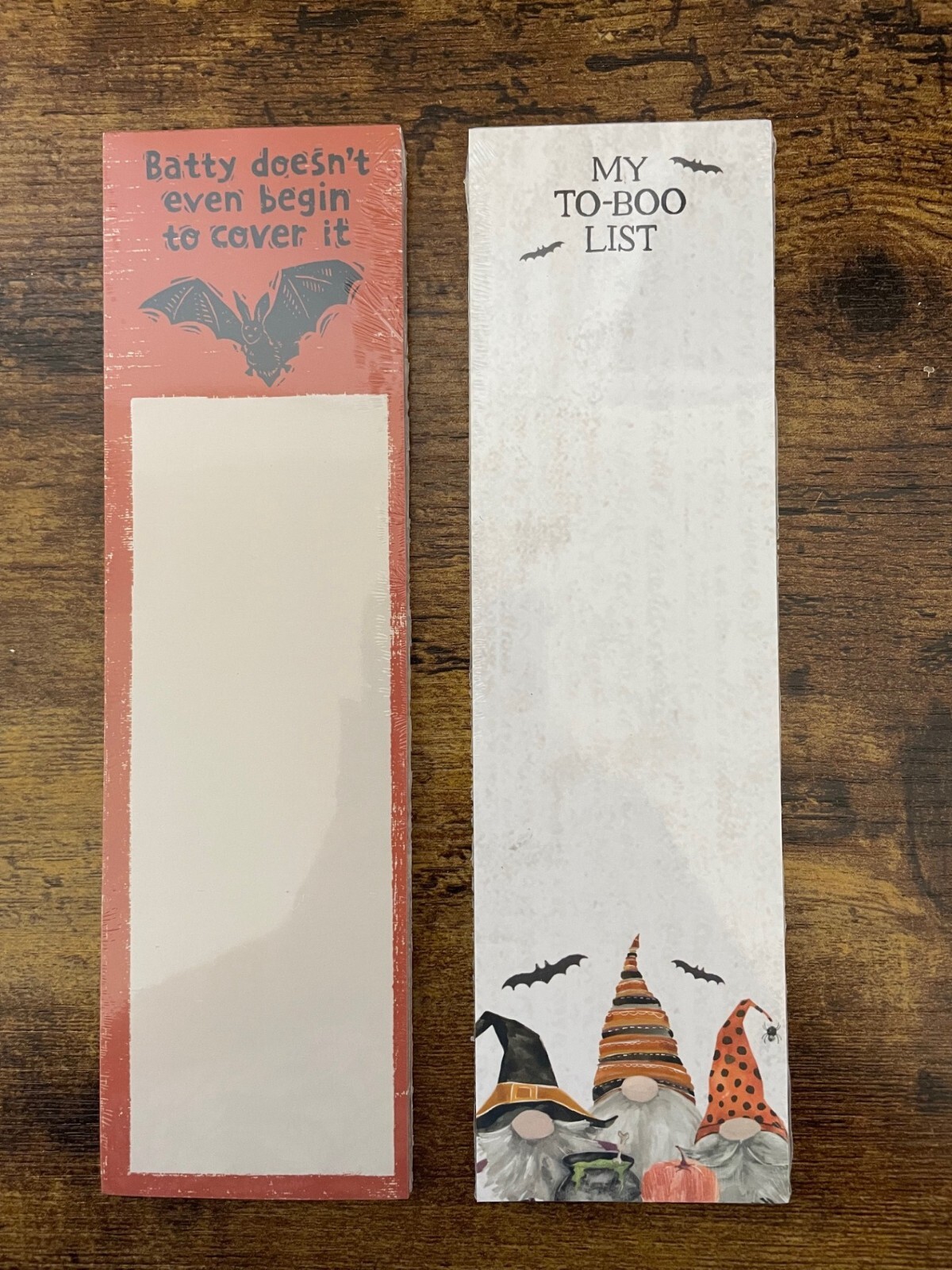 2 Magnetic Halloween Note Pads, Batty & To Boo List, PBK, 9 1/2" x  2 1/2" NWT