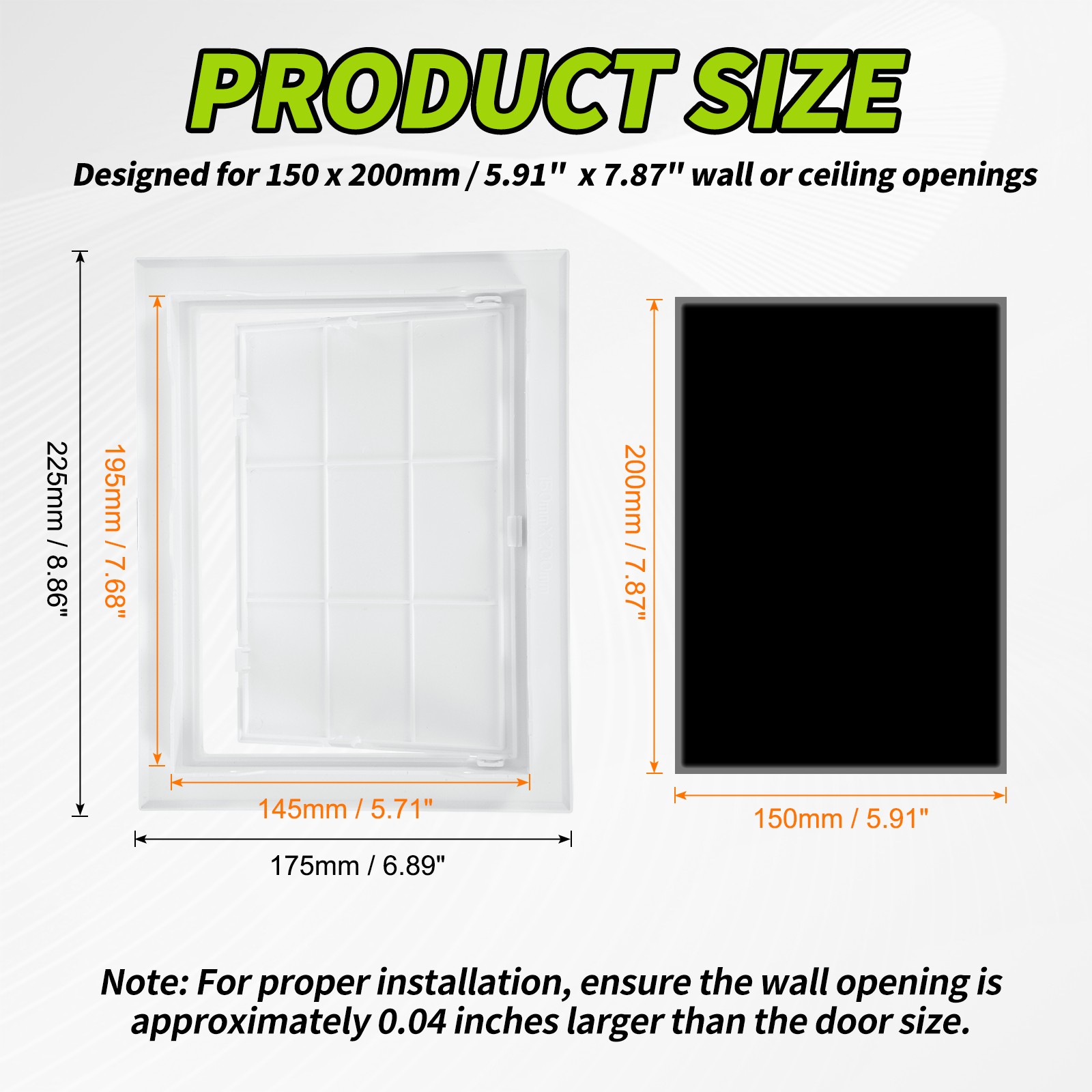 6x7.9 Inch Access Panel for Drywall and Ceiling, ABS Plastic Material (White)
