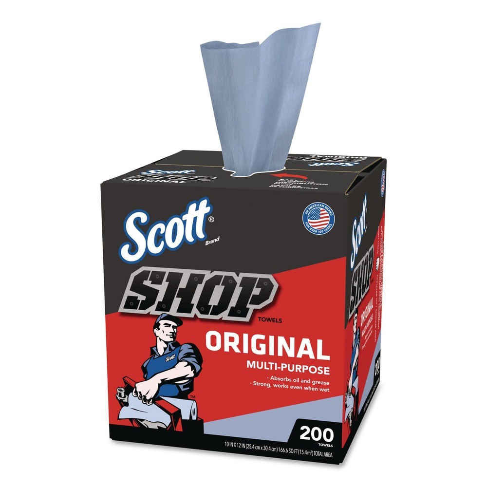 Scott 75190BX 9" x 12" 1-Ply Shop Towels Original - Unscented/Blue (200/Box) New