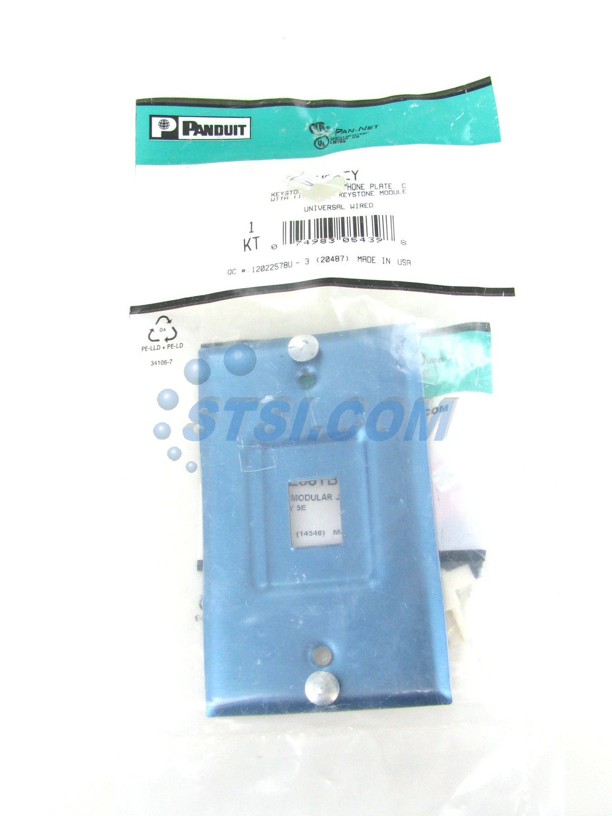 Panduit KWP5EY 1-Port Stainless Steel Wall Phone Plate with TX-5E Jack ~STSI