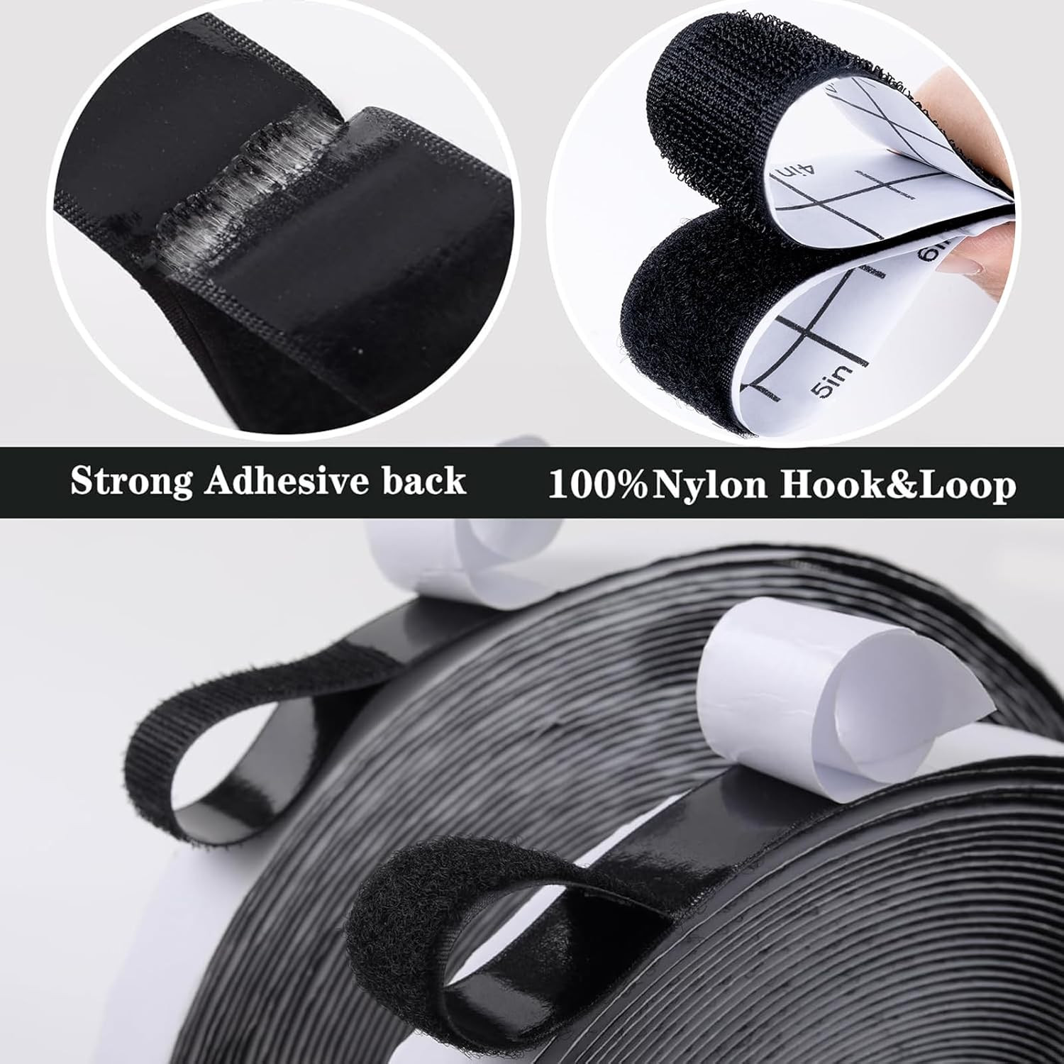 30Ft X 1 Inch Hook and Loop Strips with Adhesive – 2 Rolls Heavy Duty Hook and L