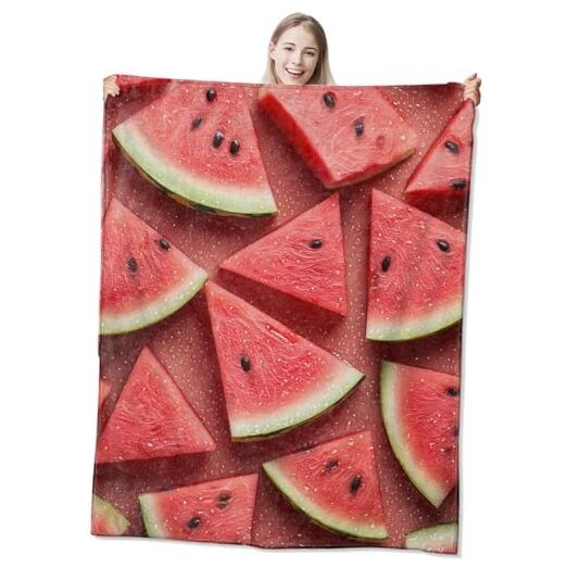 Watermelon Flannel Throw Blanket 50x60 Inch, Juicy and 50"x60" Watermelon01