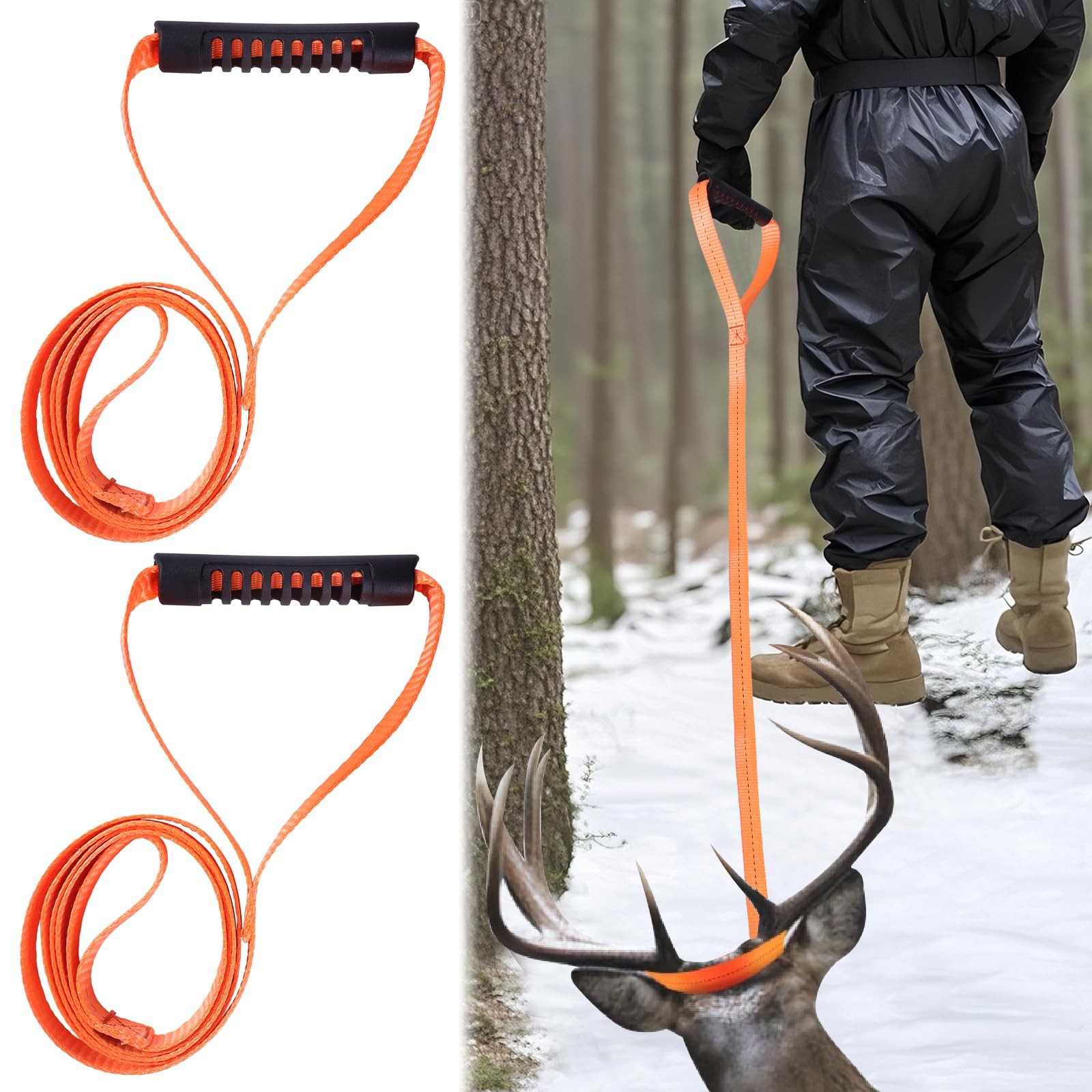 FAMJOALE Deer Drag Rope-2Pcs, Hunting Accessories for Men, Orange