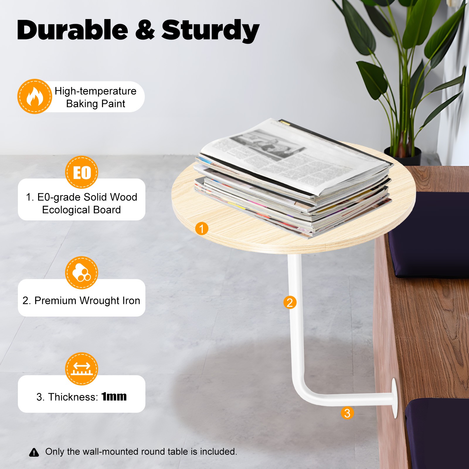 L-Type Round Table Wall-Mounted Bar Table Snack Table Minimalist Style
