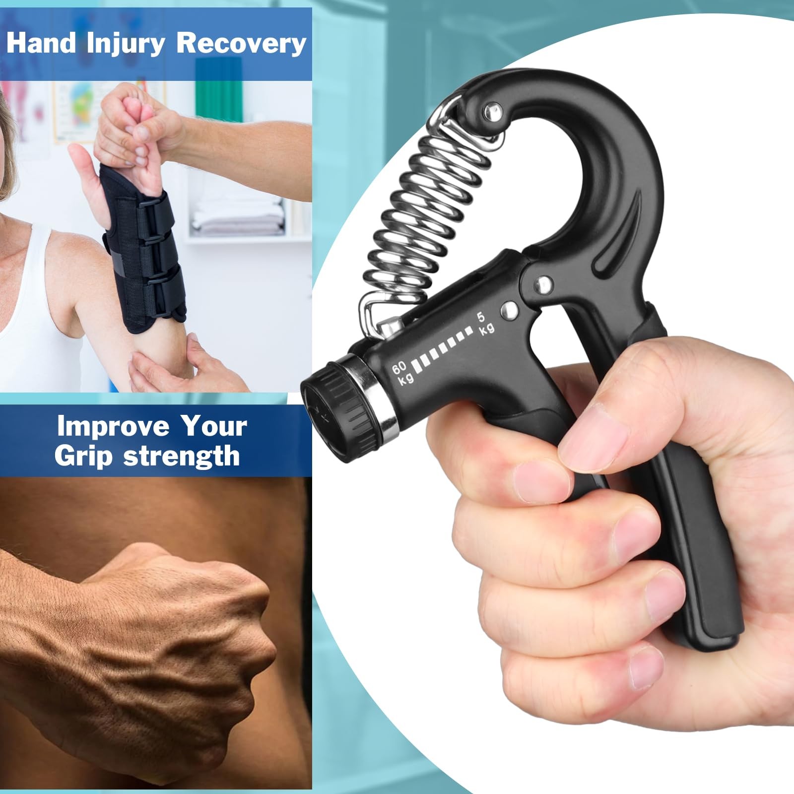 AIXPI Grip Strength Trainer, Hand Grip Exerciser Strengthener with Adjustable...