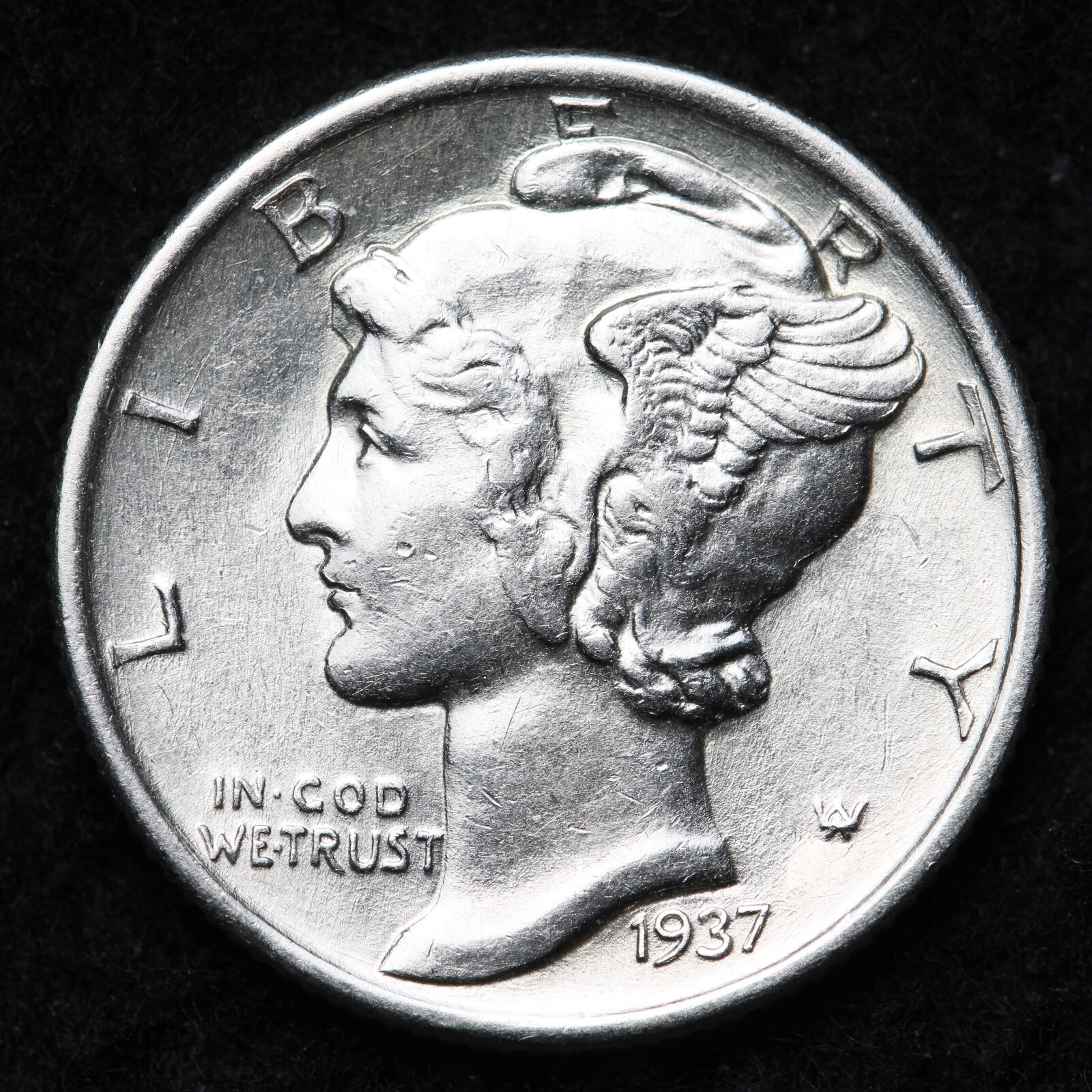 1937 Mercury Silver Dime AU FREE SHIPPING
