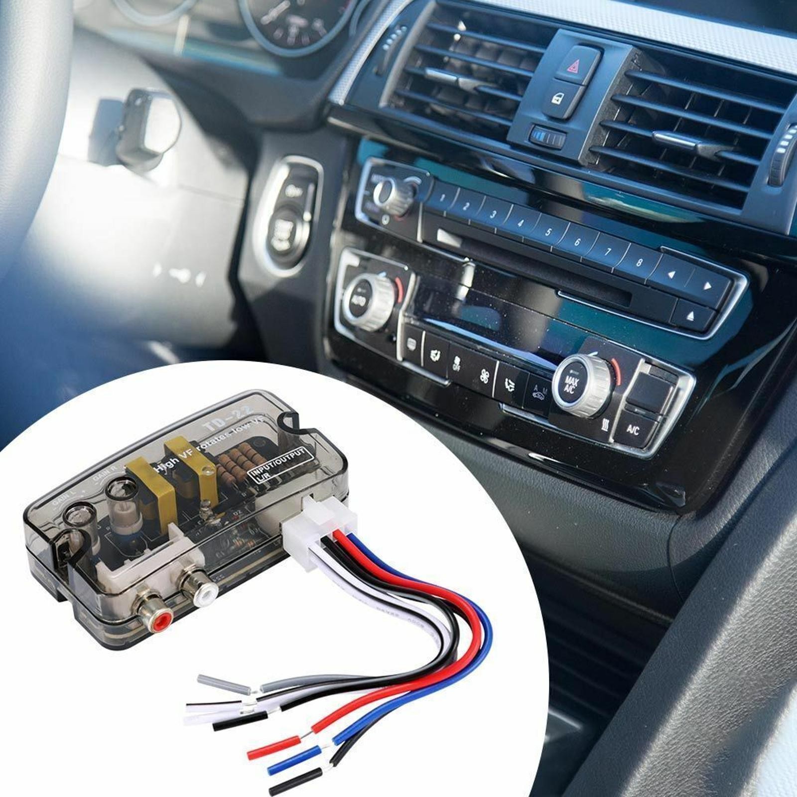 12V Car Stereo Speaker Output to RCA Output Adapter Speaker Level Converter