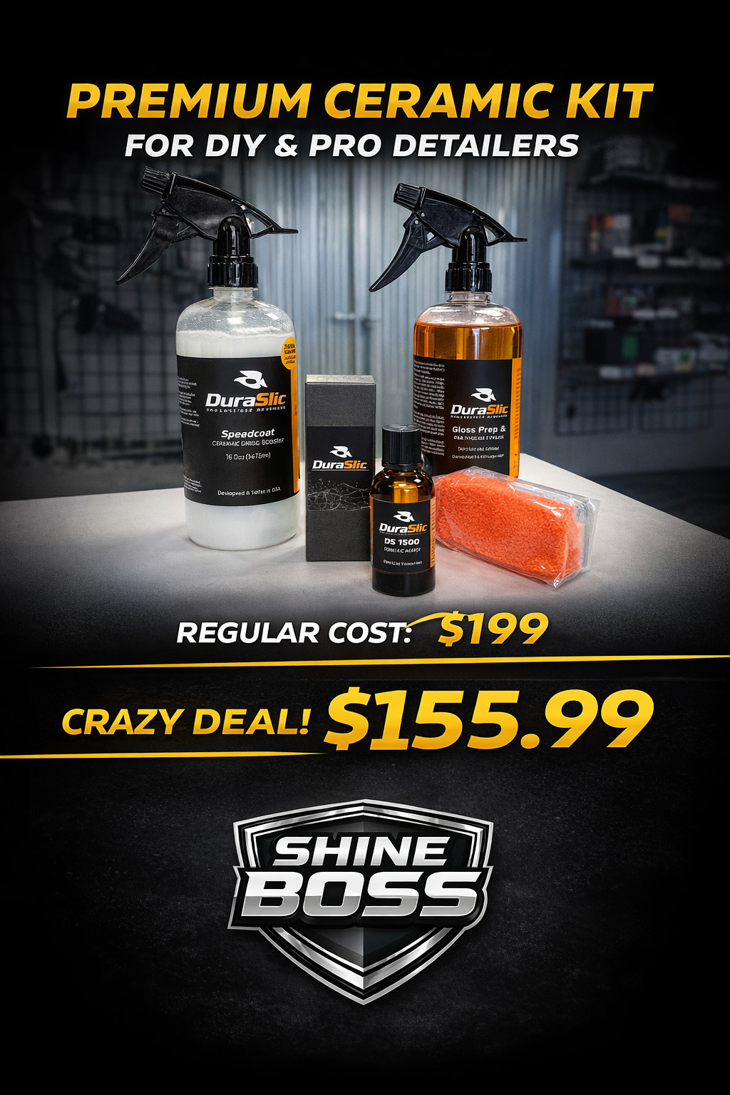 DURASLIC CERAMIC COATING - 5 YEAR ULTIMATE KIT HIGH GLOSS HYDROPHOBIC PROTECTION