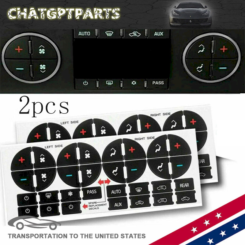For Chevrolet GMC Tahoe 2x Replacement Repair AC Dash Button Kit Decal Stickers