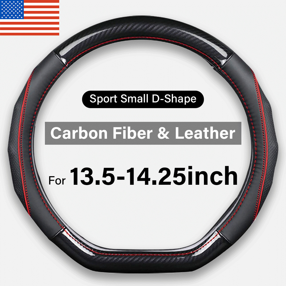 Small Steering Wheel Cover Lather For Chevrolet Camaro D Shaped 13.5-14.25 inch