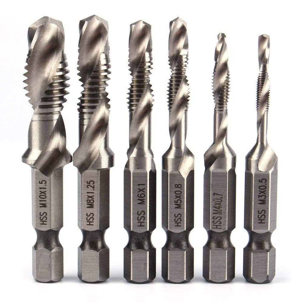 MALAYAS 6 Packs Combination Drill & Taps Bit Set, Screw Tapping Threading Too...