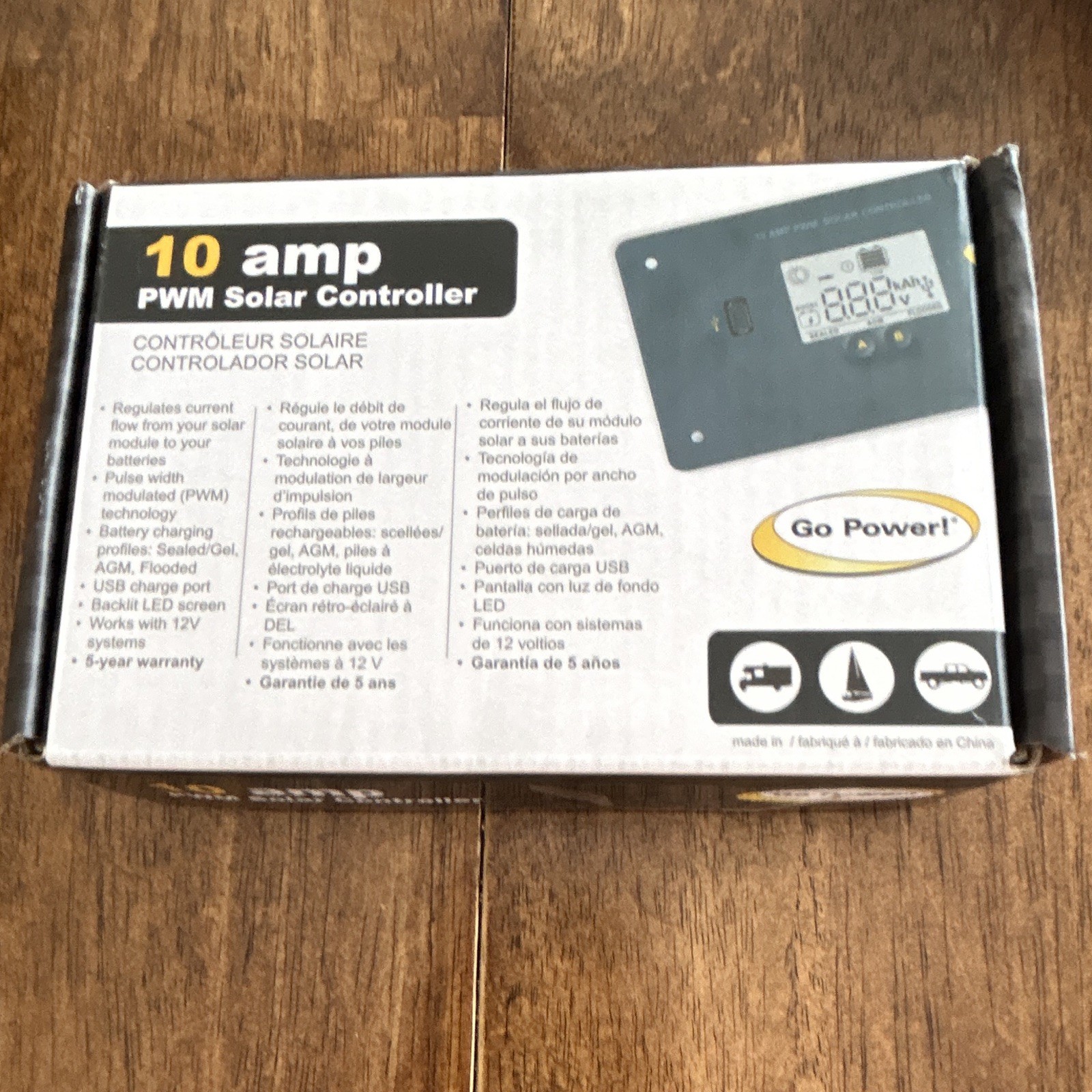 Go Power! GP-PWM-10-FM 10A PWM 12V Solar Charge Controller USB Port 144W