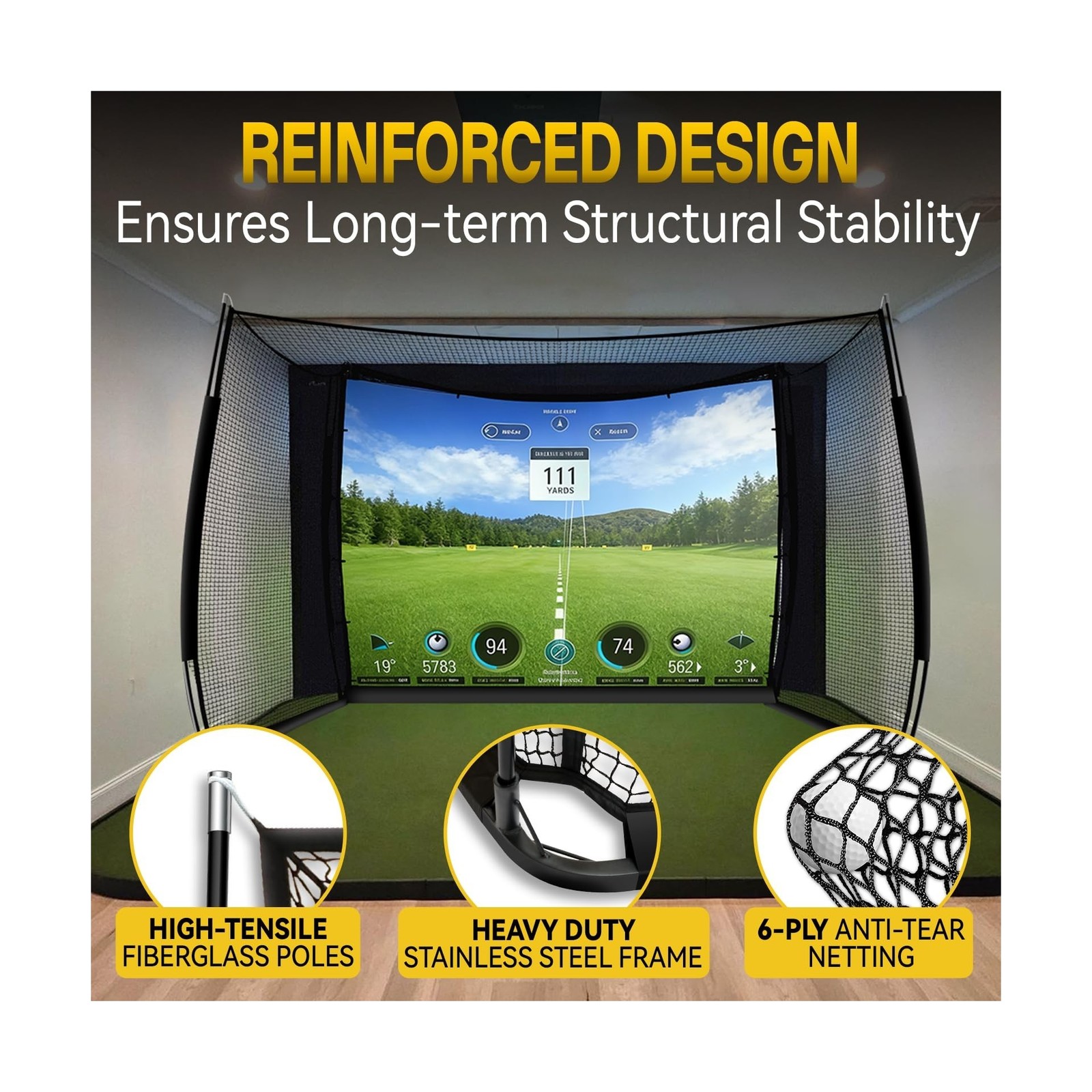 Golf Net with Impact Screen, 11x8FT Spacious Golf Practice Net for Backyard, ...