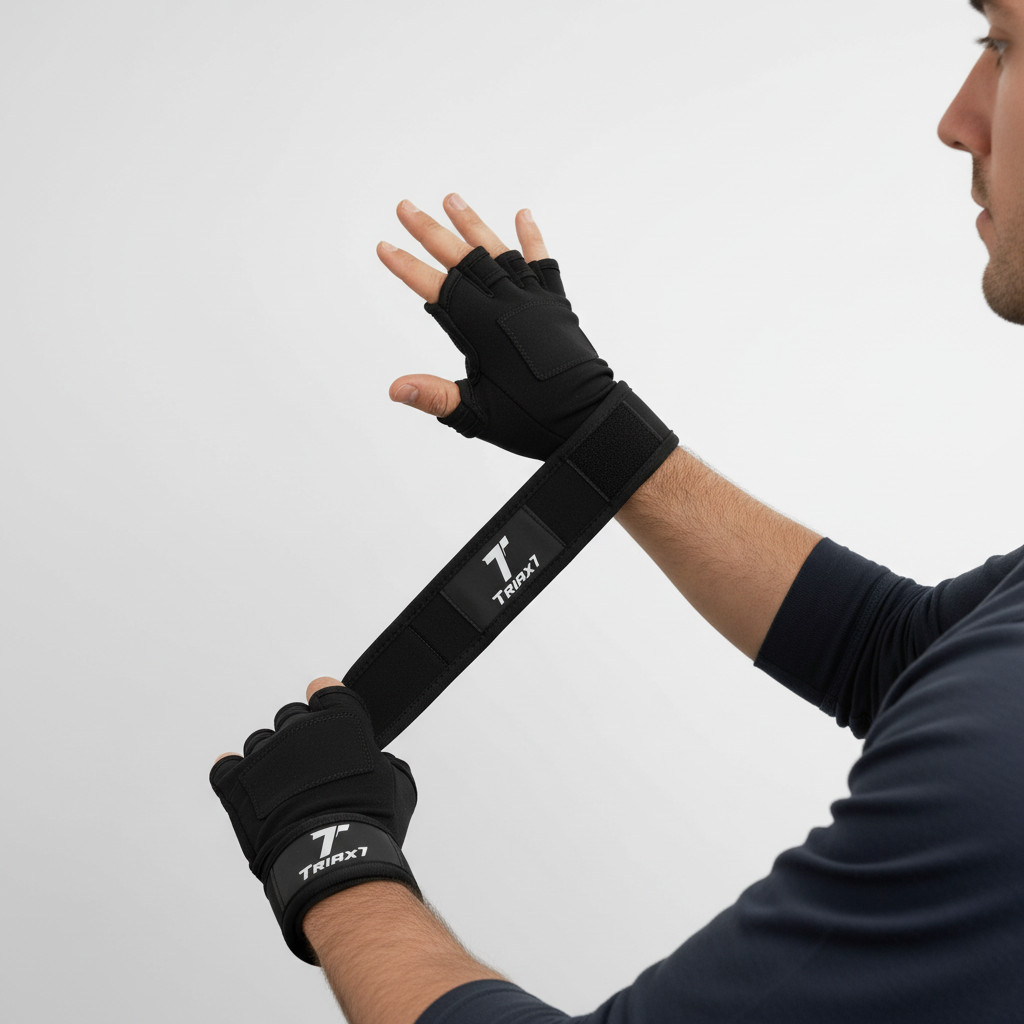 TRIAX7 Weight Lifting Gym Gloves Fitness Crossfit Black X-Large Men Women