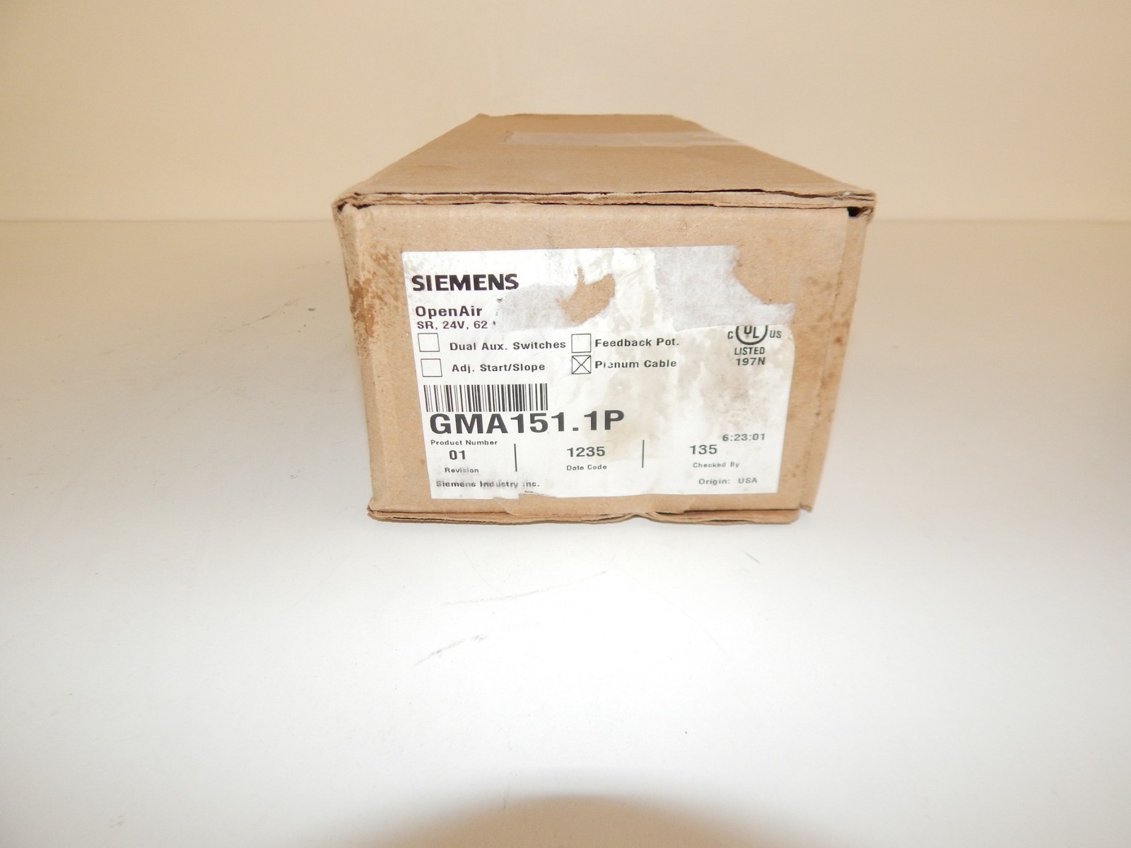 SIEMENS GMA151.1P "GMA" SERIES SPRING RETURN ROTARY DAMPER ACTUATOR- NEW (KWJ55)