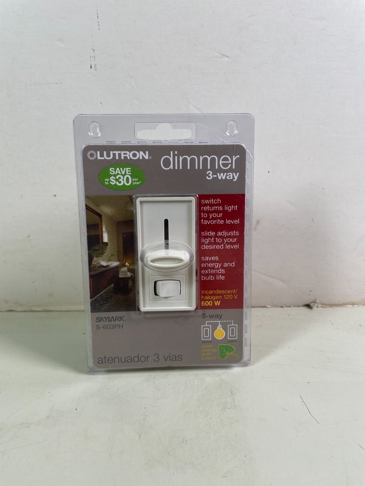 Lutron Skylark 3 Way Dimmer Switch in Light Almond S-603PH-LA 120v 600w 3-Way