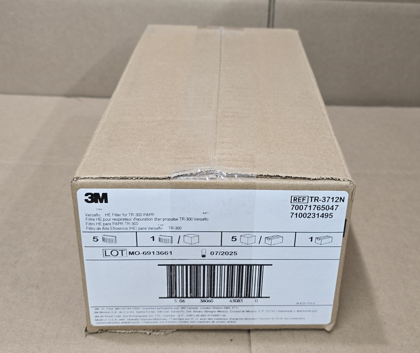 3M HE Filter TR-3712N for Versaflo TR-300 Series PAPR 5 EA/Case
