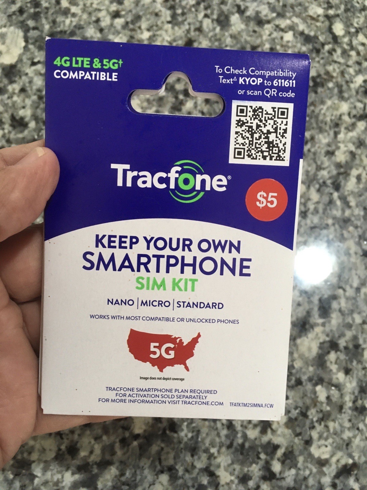 TracFone  SIM Card Kit CDMA Cell Phone 4GLTE & 5G Compatible New Sealed