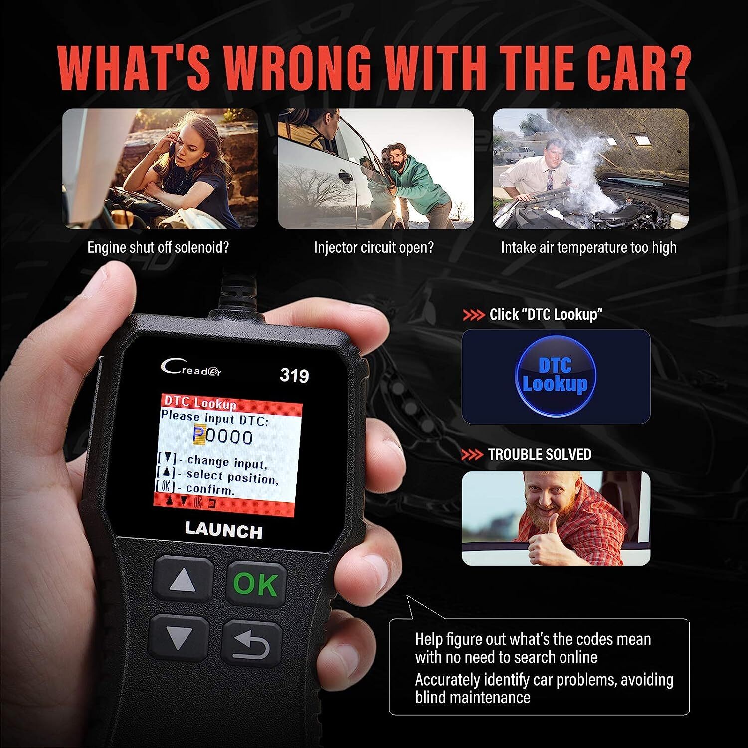 Launch CR319 OBD2 EOBD Scanner Car Code Reader Auto Check Engine Diagnostic Tool