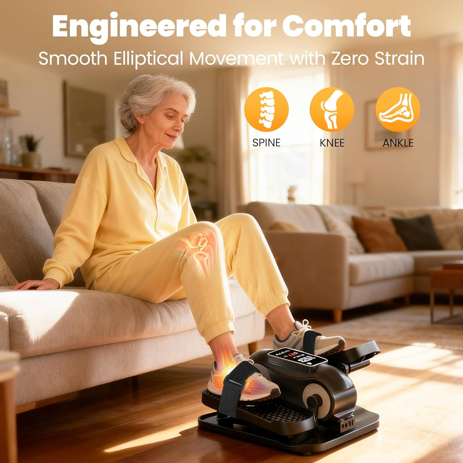 Under Desk Elliptical - Compact Leg Exerciser for Home or Office Use