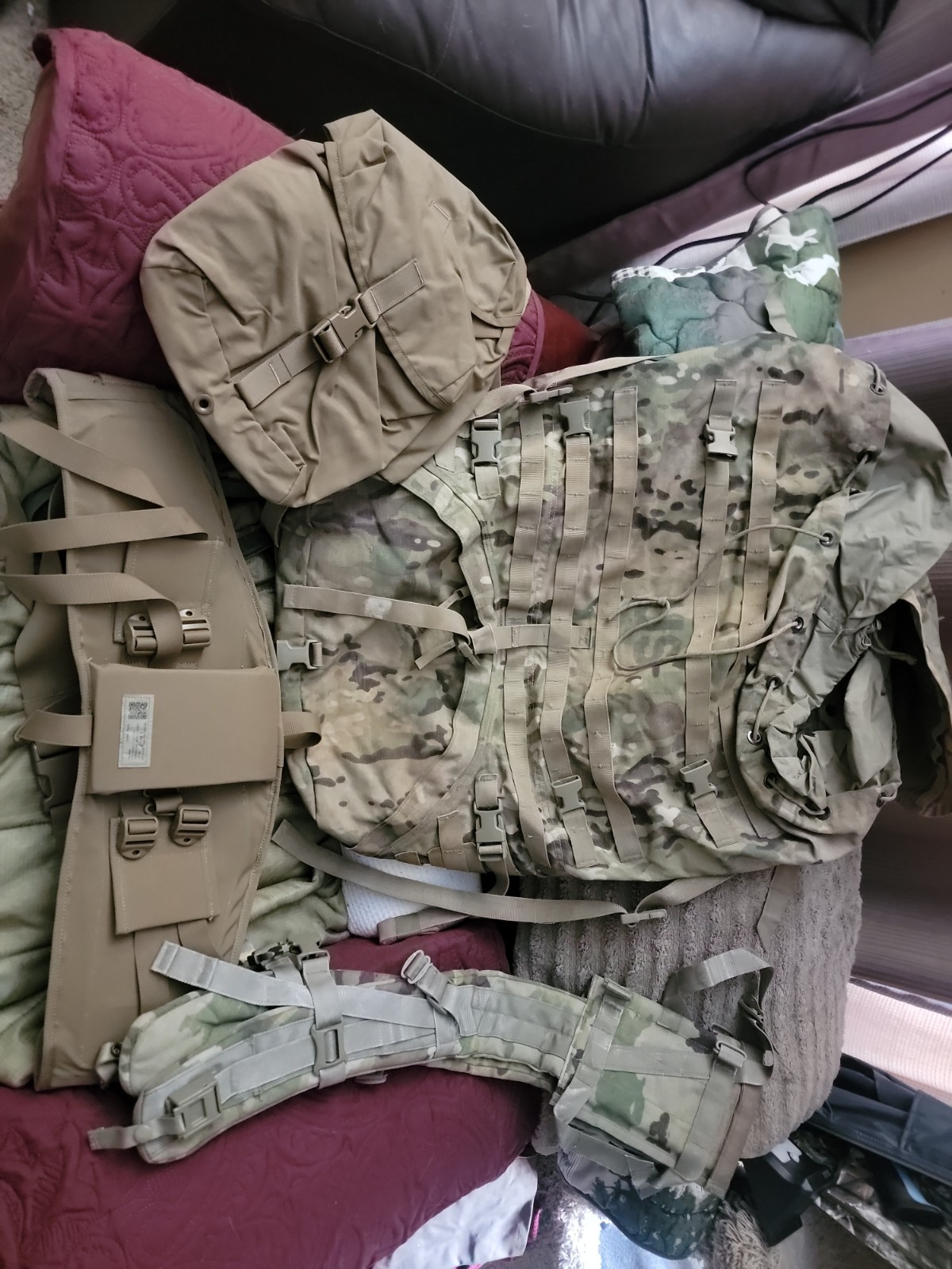 USGI MOLLE II LG Rucksack Multicam/OCP+Shoulder Straps WO QR+Filbe HIP PAD *READ