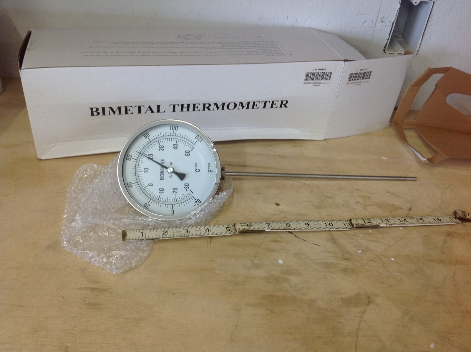 Grainger Industrial Grade SS 1NGC5 Thermometer 5" Dial -20 to 120 F, Pivot Head