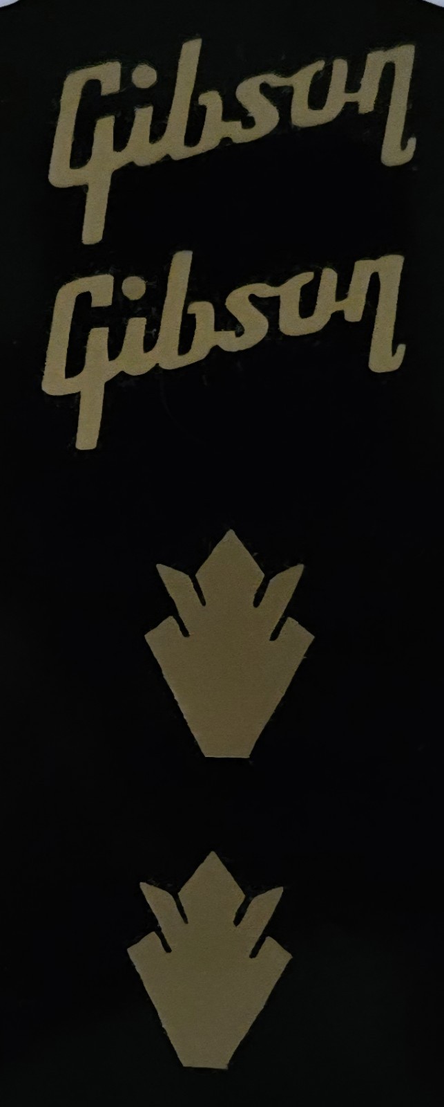 2  Guitar & 2 Crown Vinyl Decal,  Gold  Logo - OEM