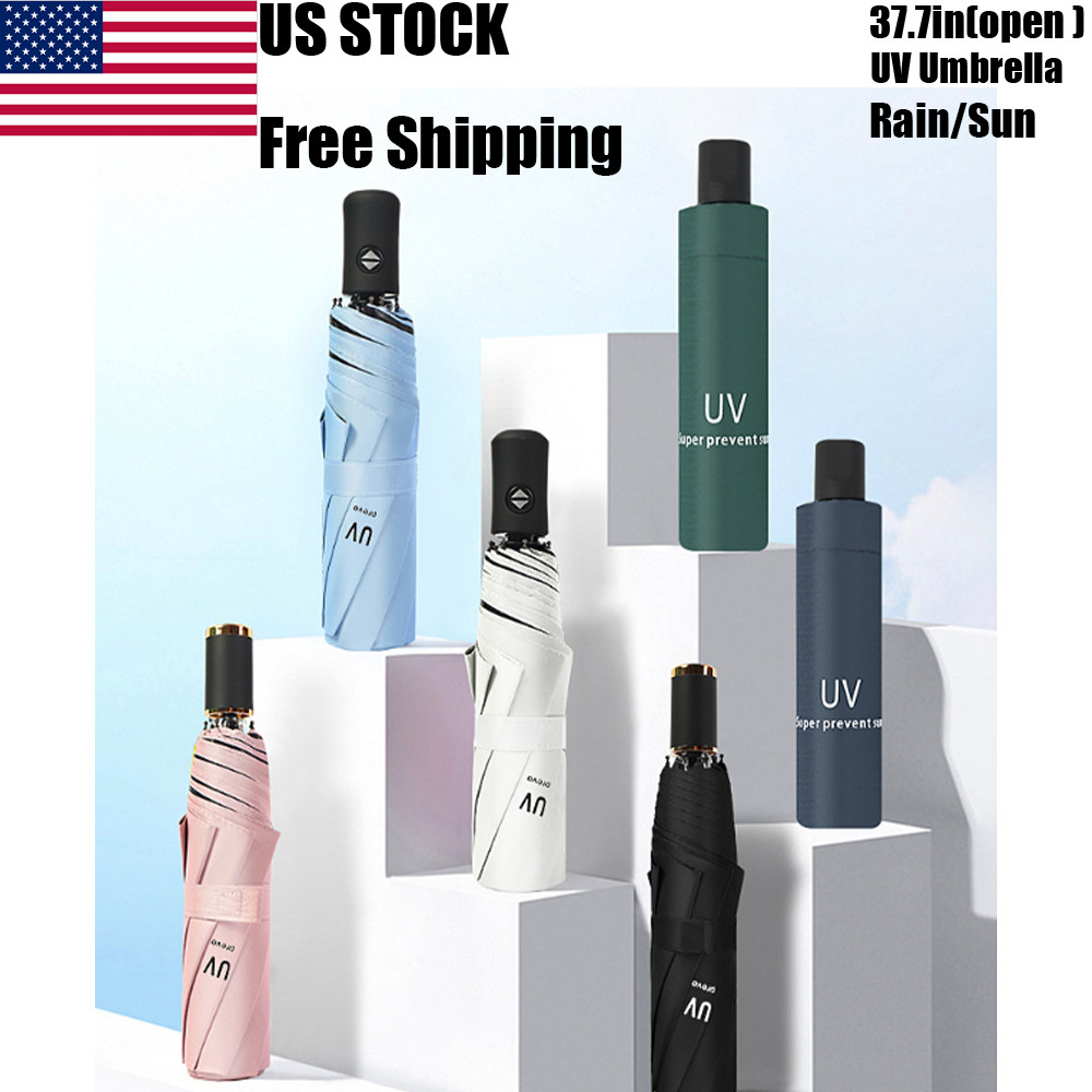 Automatic Black Umbrella Anti-UV Sun/Rain Windproof 3 Folding Compact Umbrella