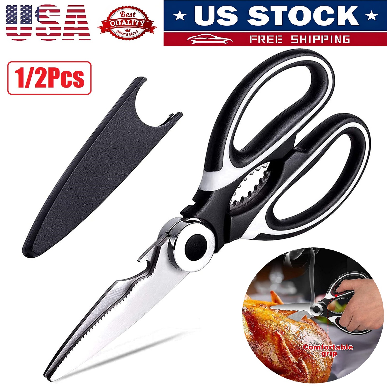 Heavy Duty Kitchen Scissors Premium Sharp Kitchen Shears for Food, Fish, Bones