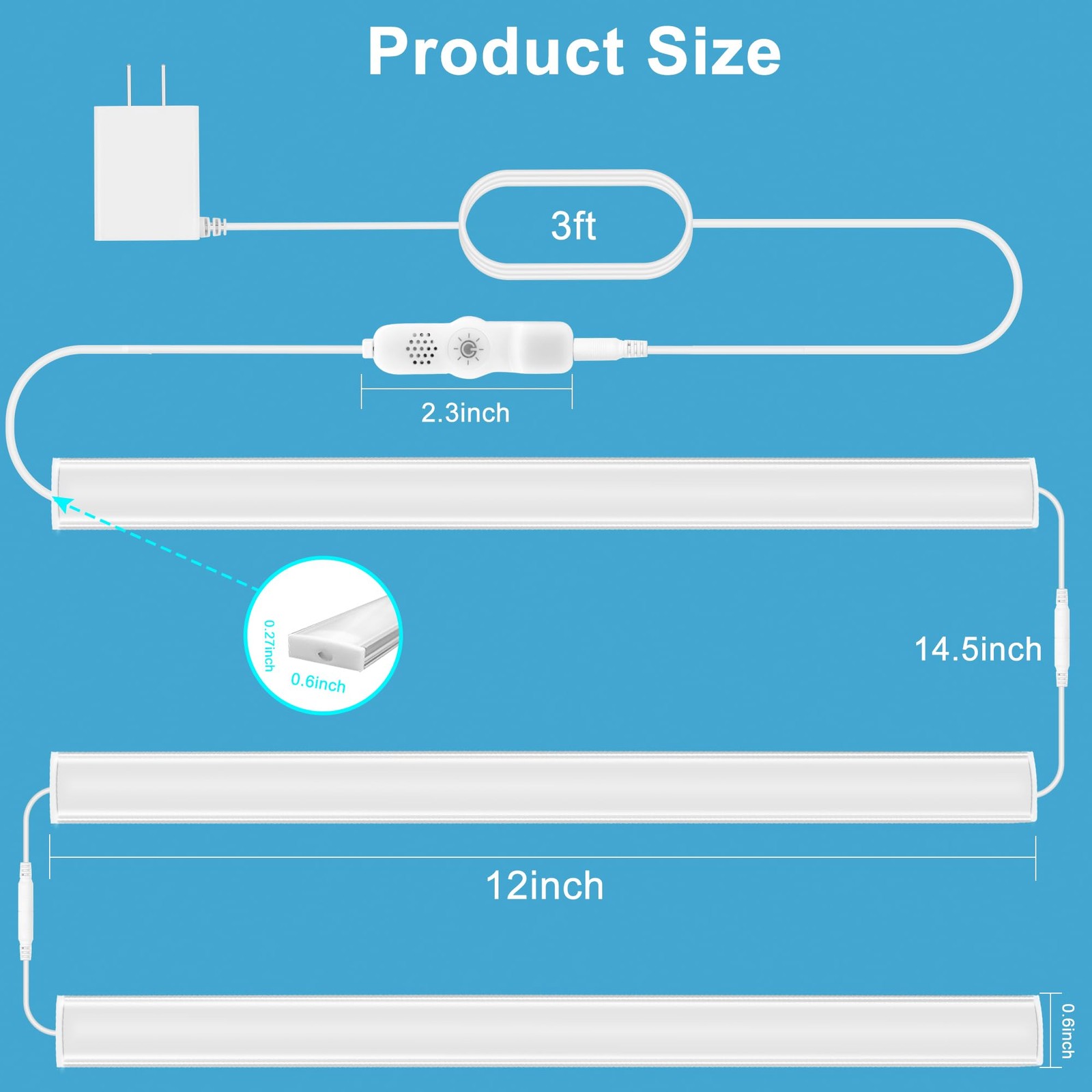 Under Cabinet Lights Plug in, 3 Pcs 12 Inch Ultra Thin Under Cabinet Lighting...