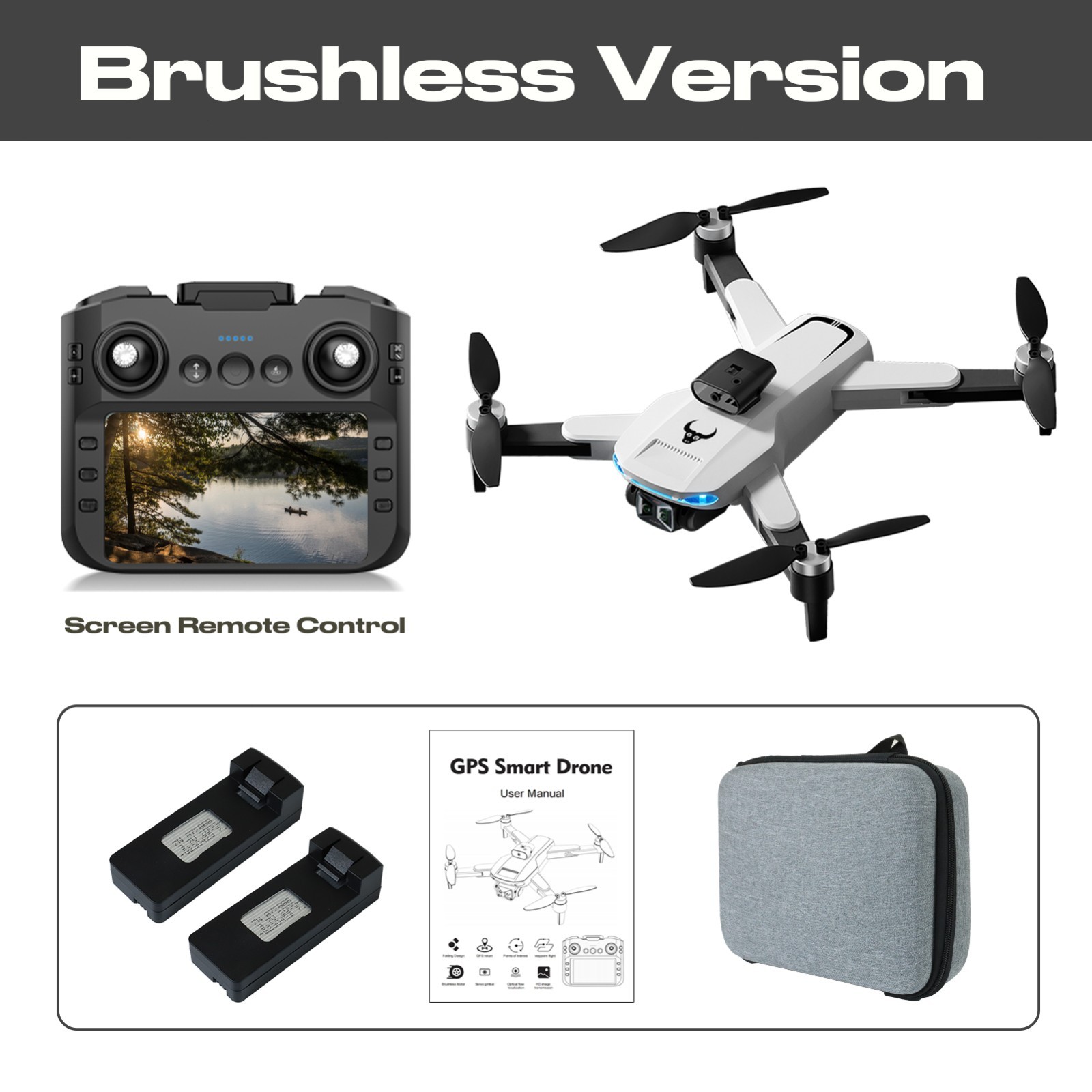 Brushless GPS Drone with RC Screen Optical Flow Obstacle Avoidance Auto Return