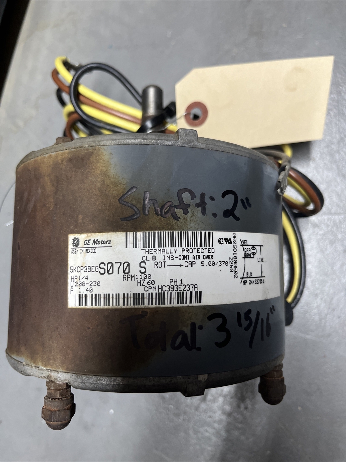 Carrier BRYANT OEM 1/4HP Condenser motor HC39GE237A HC39GE237 1100rpm 208-230v