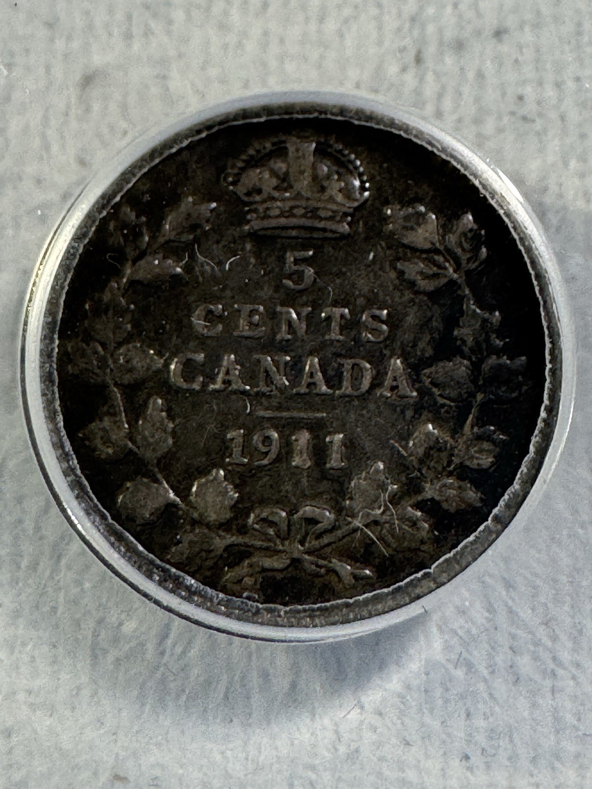 1911 Canada 5 Cents Silver Coin Graded F 15 by ANACS