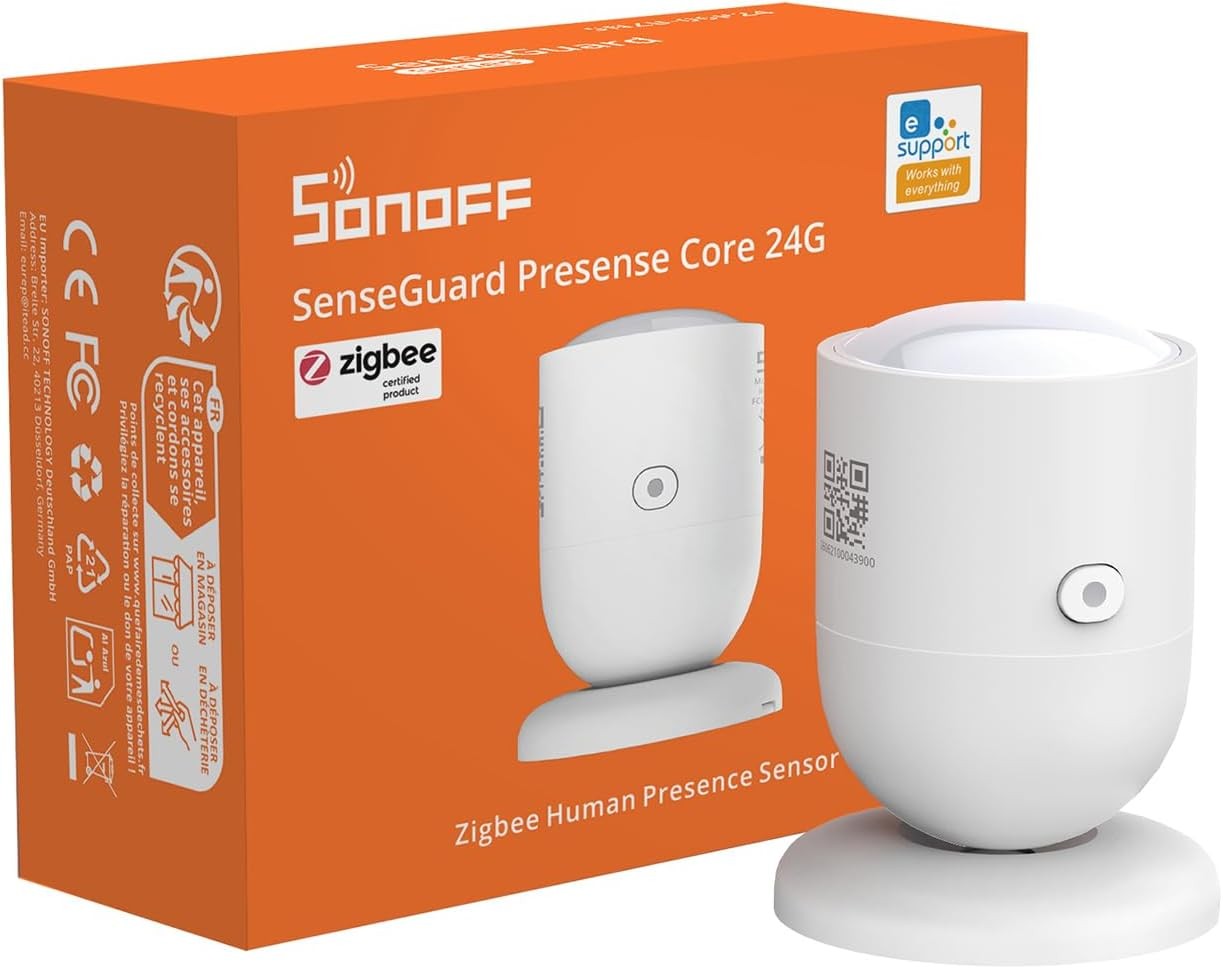 SONOFF Zigbee Presence Sensor, 24GHz mmWave Radar Light Sensor, Zone Positioning