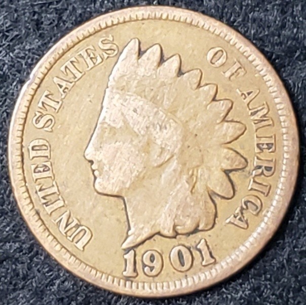 1901 Indian Head Cent Penny - Genuine US Coin - Nice Detail - Vintage Copper