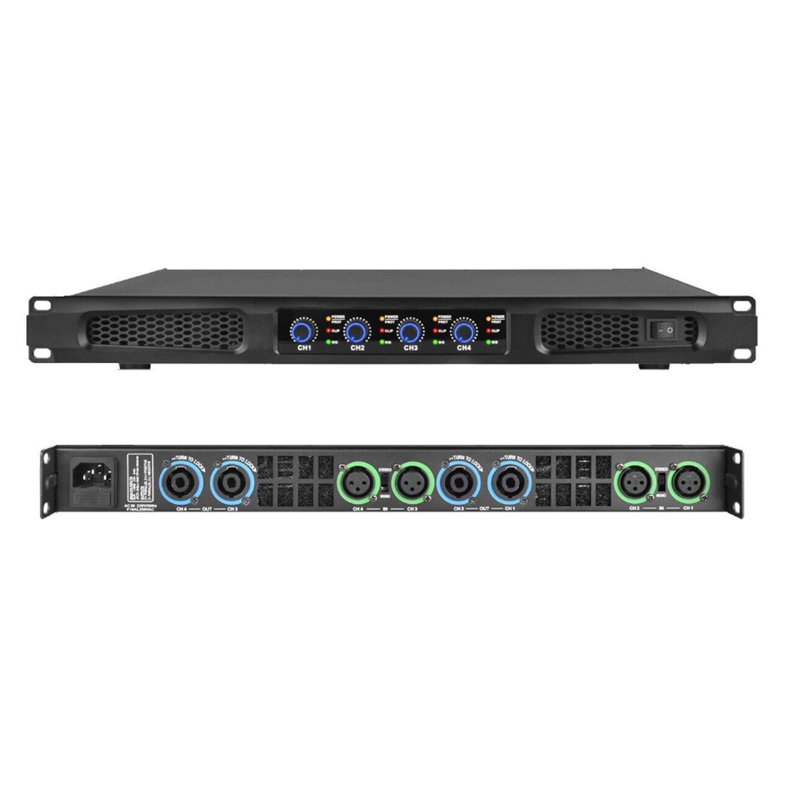 High-Tech 5200W 4-Channel Class D Digital Power Amplifier 5200-Watts PEAK Output