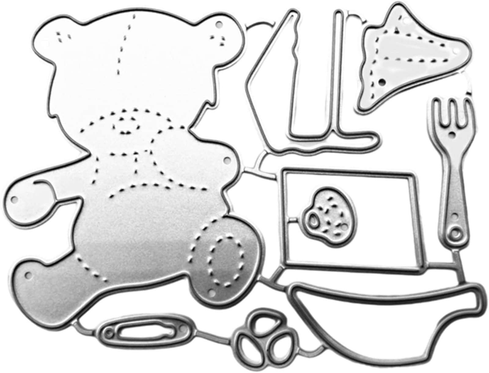 Bear Die Cut for Card Making, Cute Baby Animal Metal Cutting Dies Congratulat...