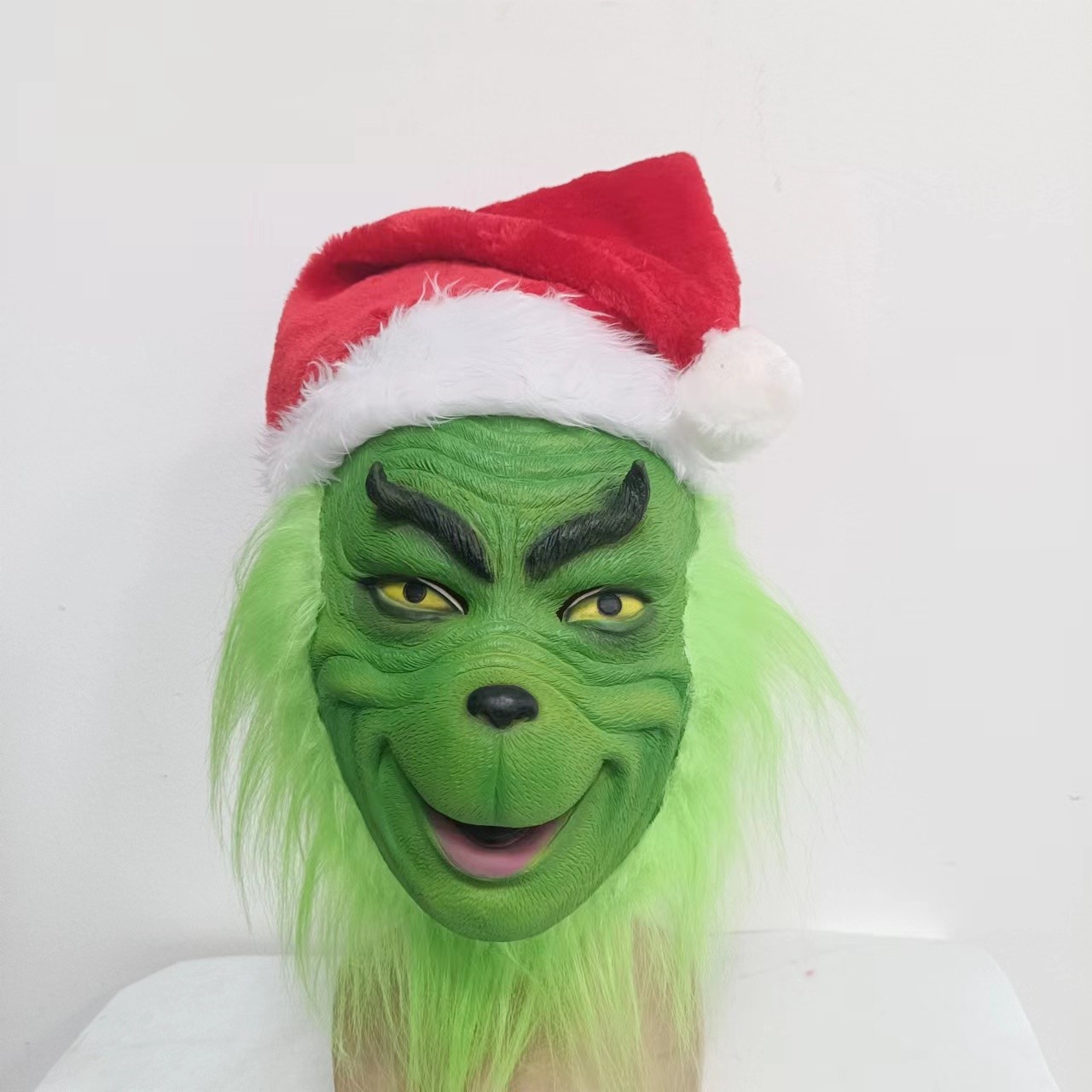 The Grinch Mask Full Head Latex Xmas Christmas Cosplay Costume with hat