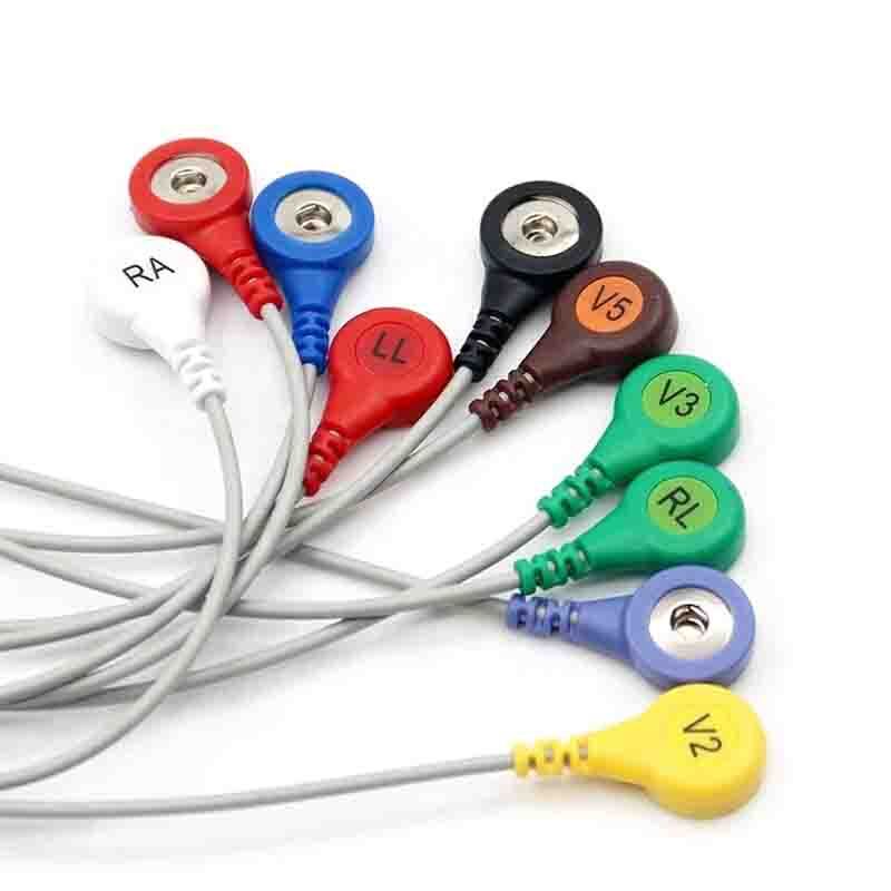 Din 1.5mm 10-lead snap Type ECG/EKG TPU Cable With Leadwire For Patient Monitor
