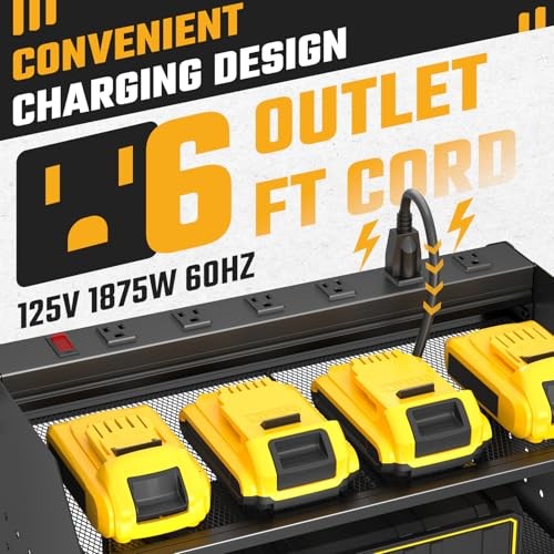 Power Tool Organizer Wall Mount, 3 Layer Charging Station with 6 Black