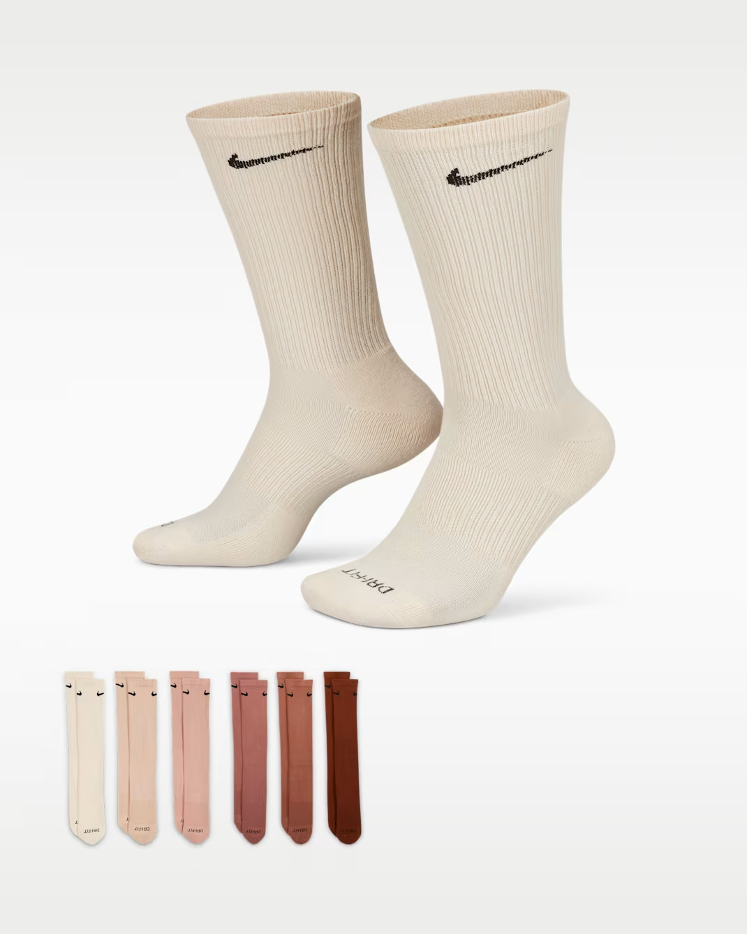 Nike Everyday Plus Cushioned Training Crew Socks 6 Pairs Large 8-12 SX6897‌-‌904