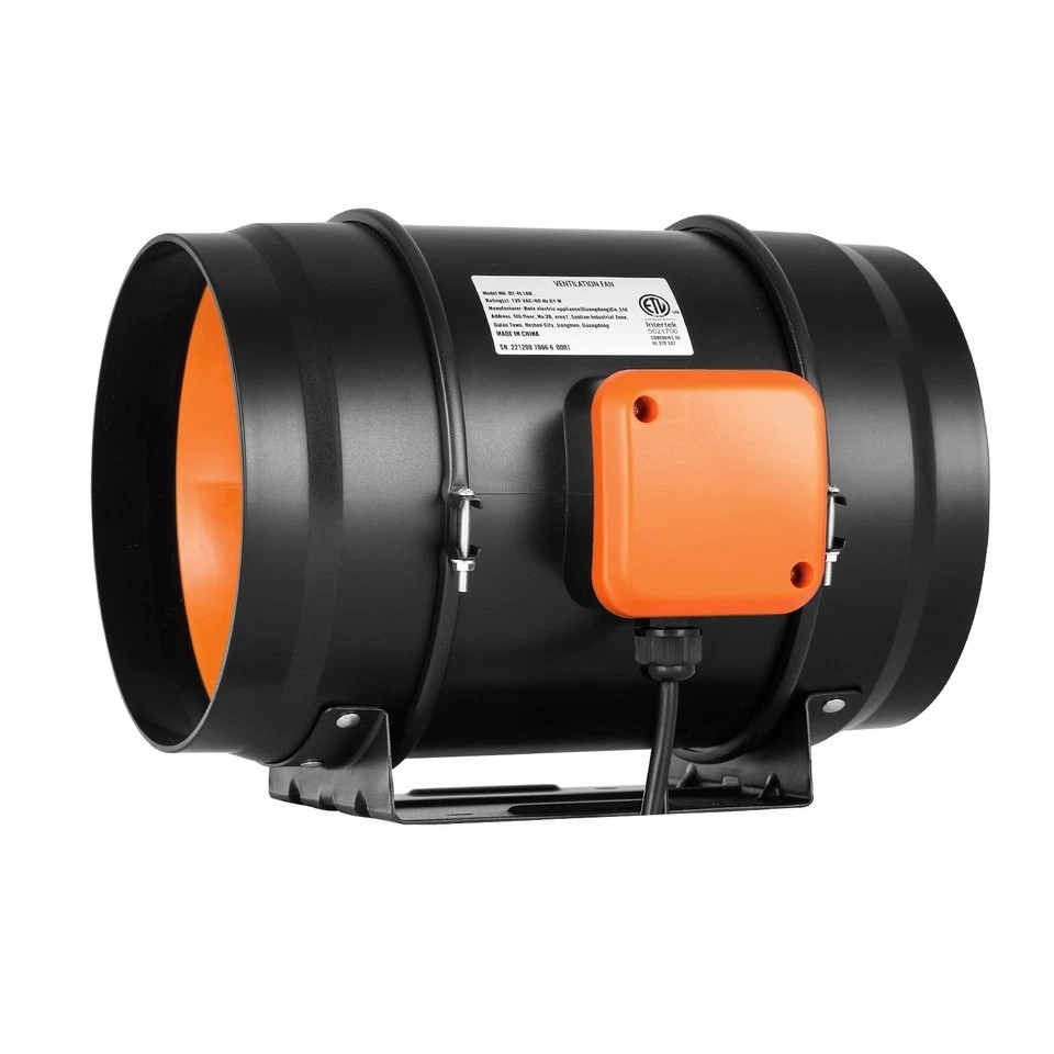 8" Inline Duct Fan HVAC Exhaust Blower Kit AC Variable Speed Control