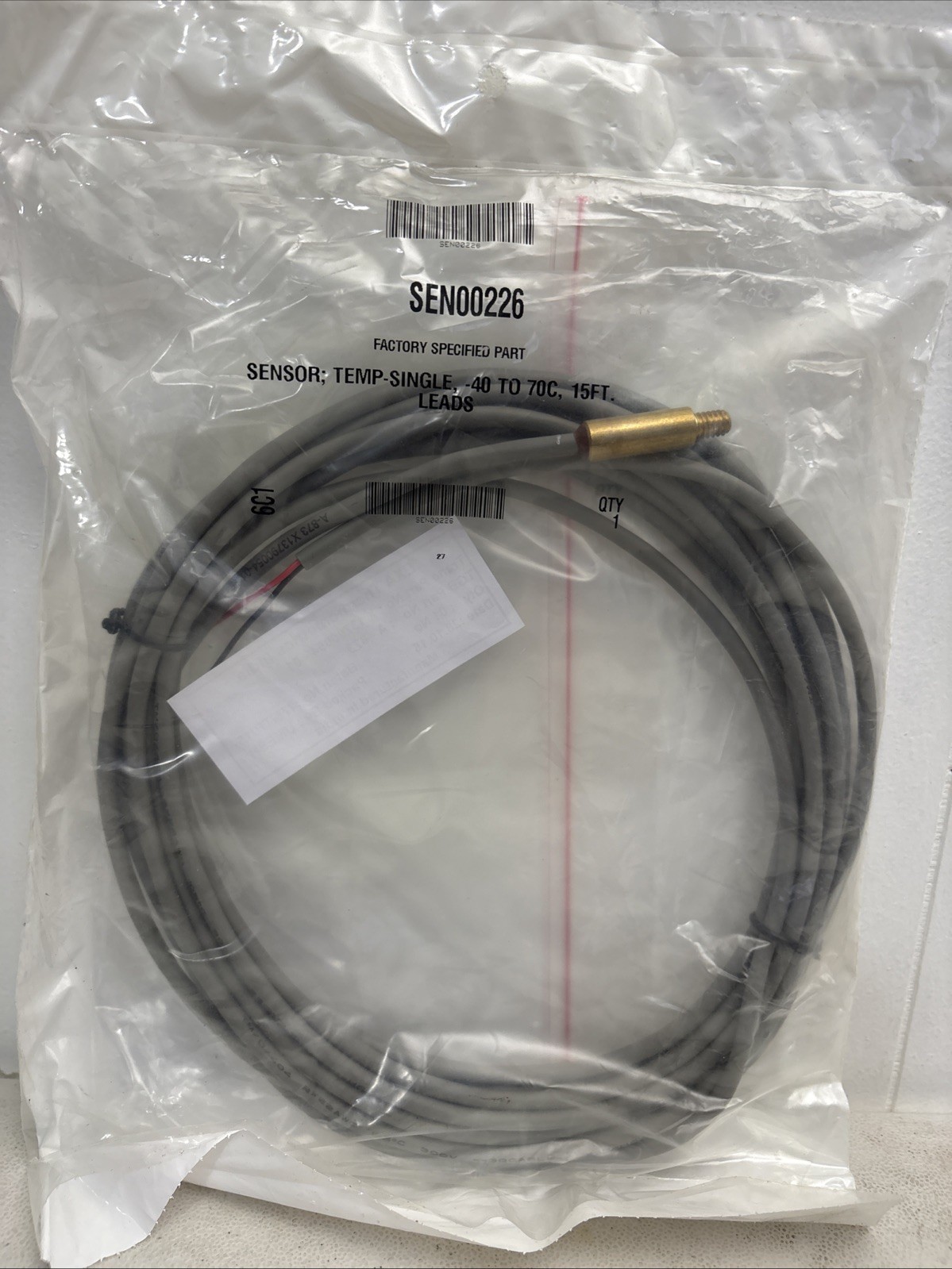 -40/70C Temp Sensor; 15'Leads For Trane Part# SEN0226