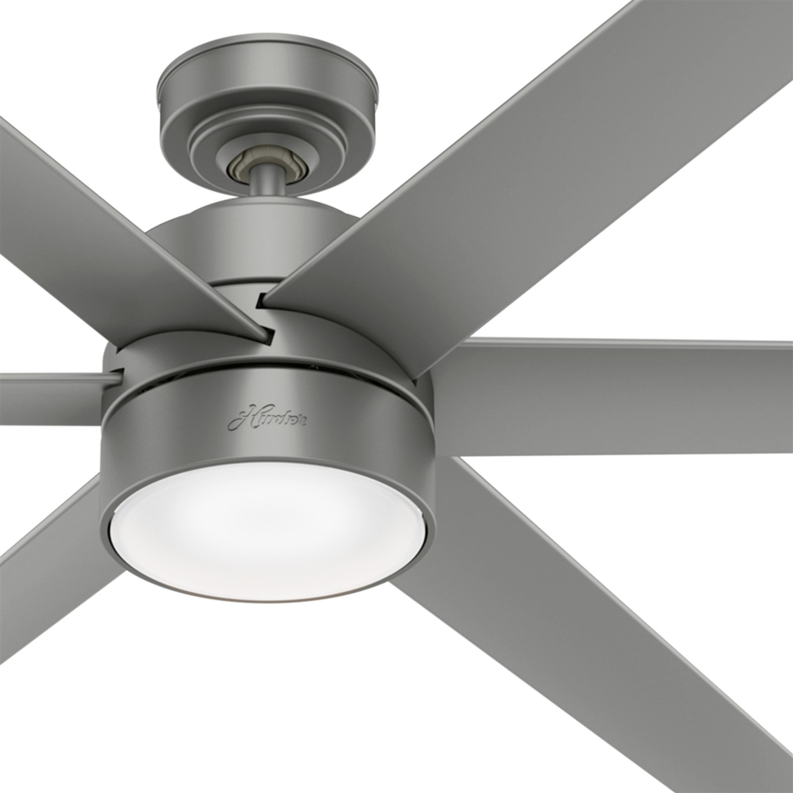 Hunter Fan 72 inch Matte Silver Outdoor Ceiling Fan with Light and 6 Blades