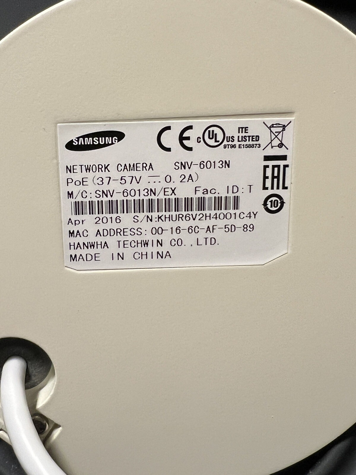 Samsung SNV-6013N Camera
