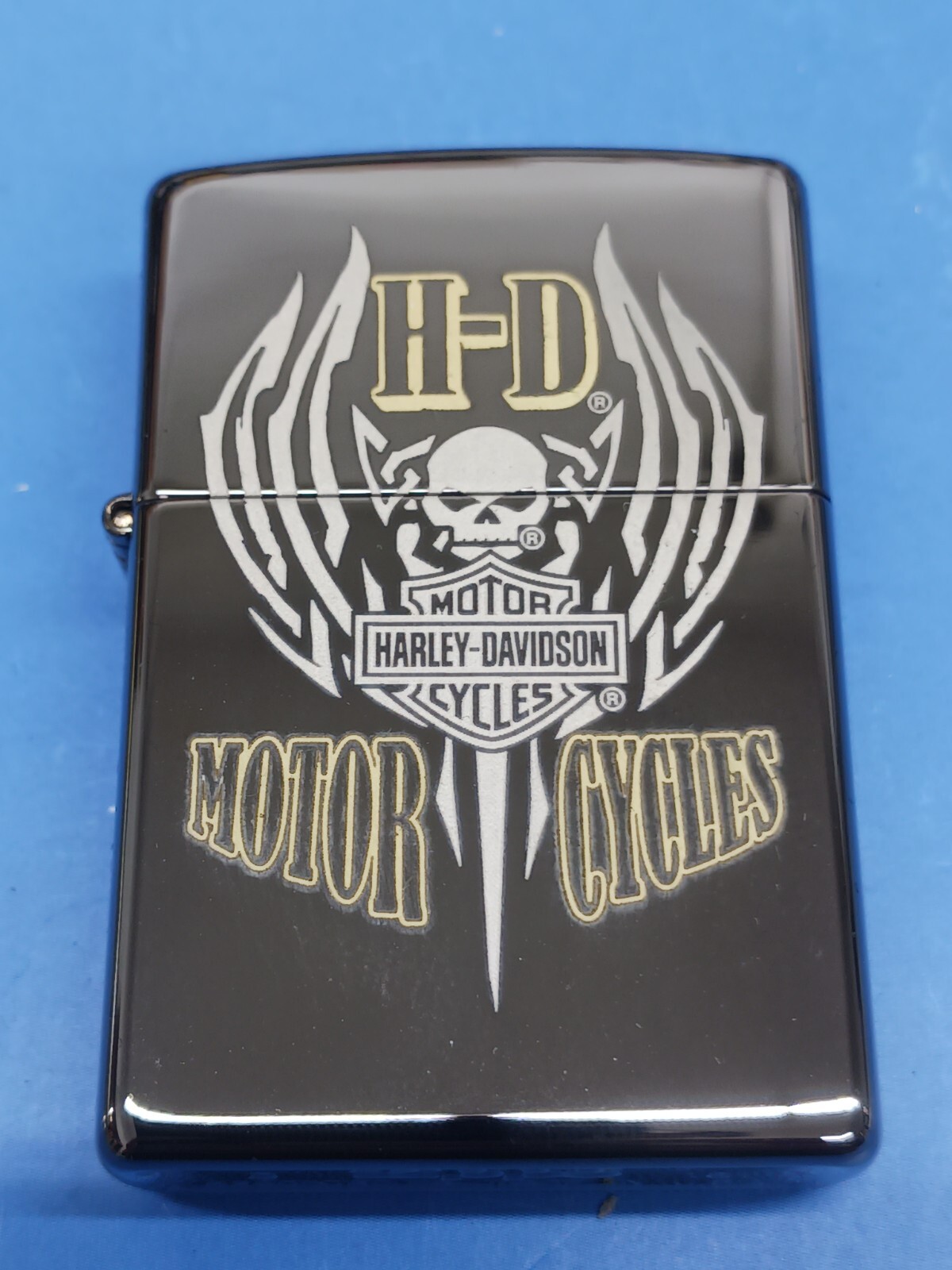 Zippo 29154 HD W/Skull and Wings Black Ice