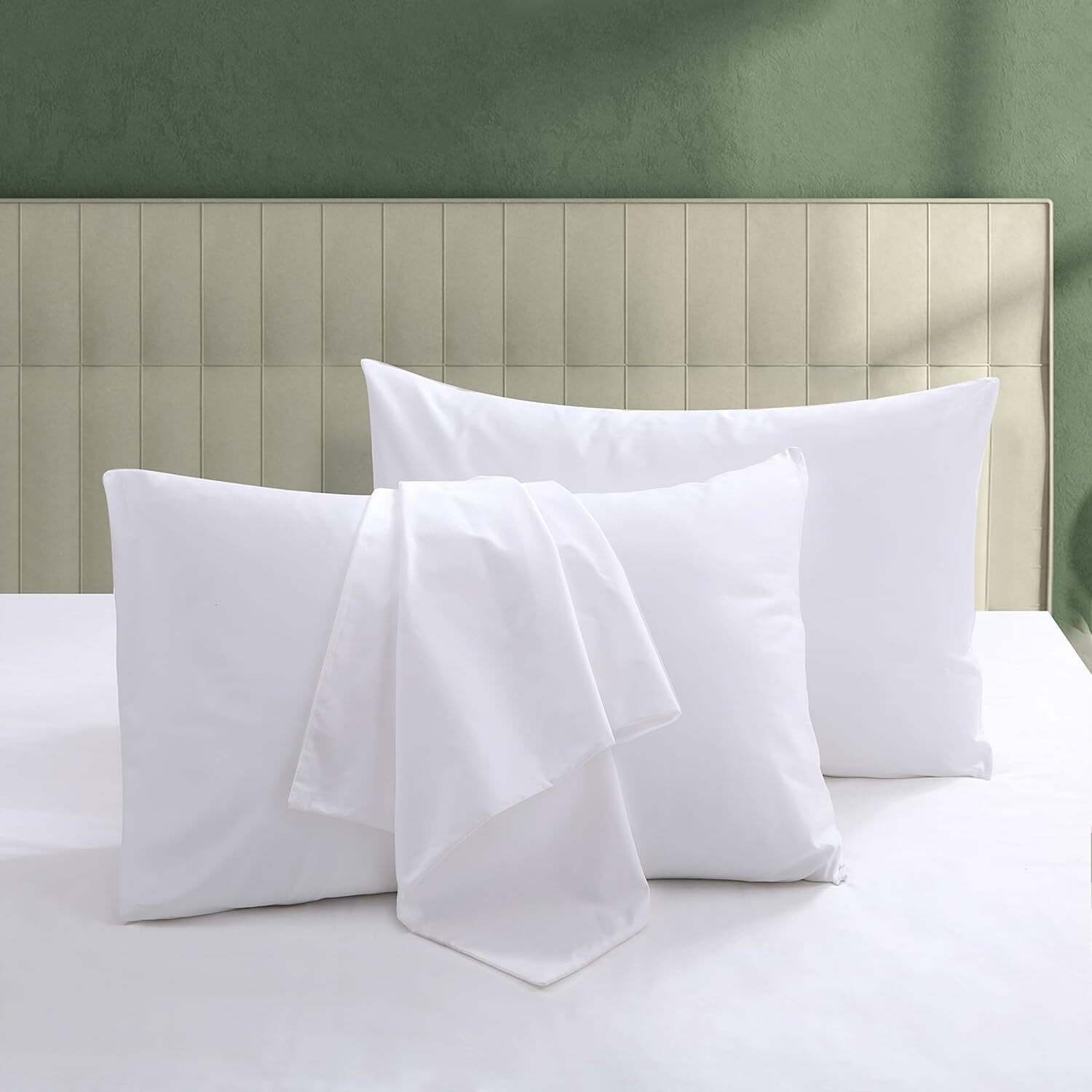 100% Egyptian Cotton Pillow Protectors Set of 2 600 Thread Count Standard Siz...