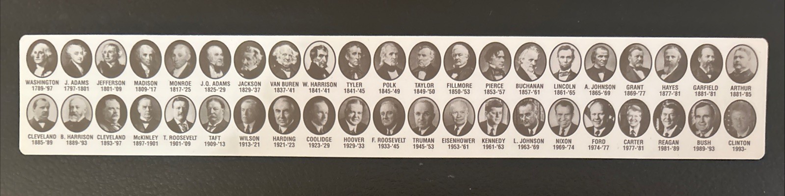 Patriotic Ruler Star-Spangled Banner Presidents To Bill Clinton + Dates & Flags