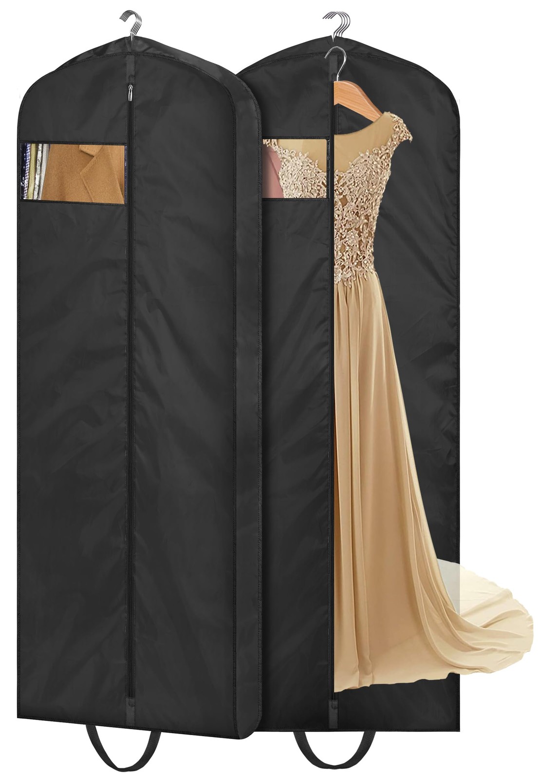 65" Long Garment Bags for Travel Dress Bags for Hanging Clothes 2 Packs Weddi...